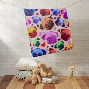 Pug Puppy Dog PopArt Retro Style Baby Blanket