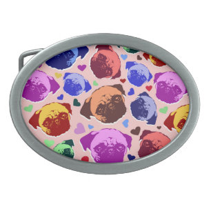 Pug Puppy Dog PopArt Retro Style Belt Buckle