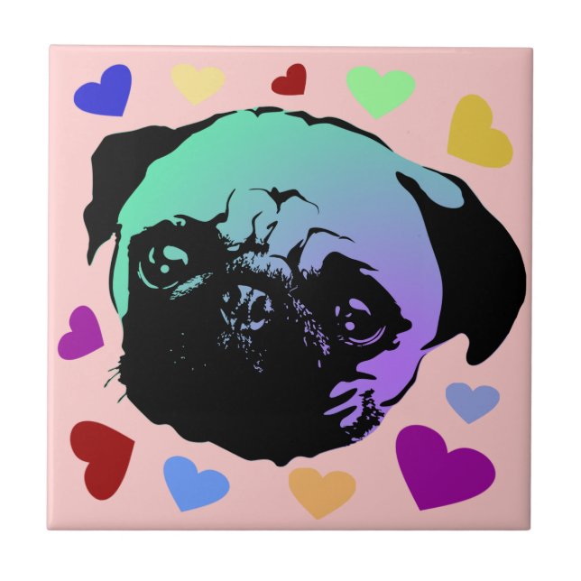 Pug Puppy Dog PopArt Retro Style Ceramic Tile (Front)
