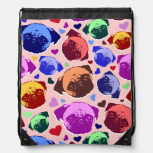 Pug Puppy Dog PopArt Retro Style Drawstring Bag