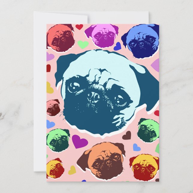 Pug Puppy Dog PopArt Retro Style Invitation (Front)