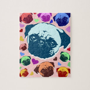 Pug Puppy Dog PopArt Retro Style Jigsaw Puzzle