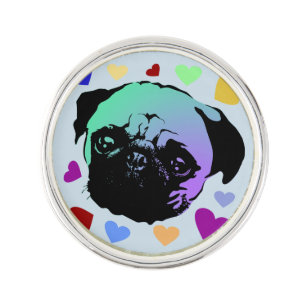 Pug Puppy Dog PopArt Retro Style Lapel Pin