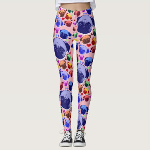 Pug Puppy Dog PopArt Retro Style Leggings