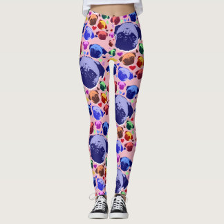 Pug Puppy Dog PopArt Retro Style Leggings
