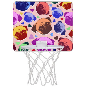 Pug Puppy Dog PopArt Retro Style Mini Basketball Hoop