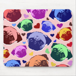 Pug Puppy Dog PopArt Retro Style Mouse Pad