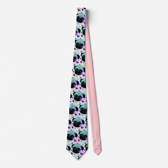 Pug Puppy Dog PopArt Retro Style Neck Tie (Front)