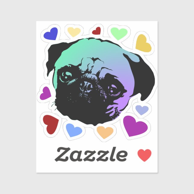 Pug Puppy Dog PopArt Retro Style Sticker (Sheet)