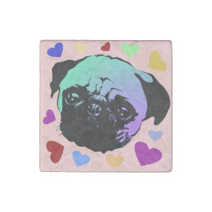 Pug Puppy Dog PopArt Retro Style Stone Magnet