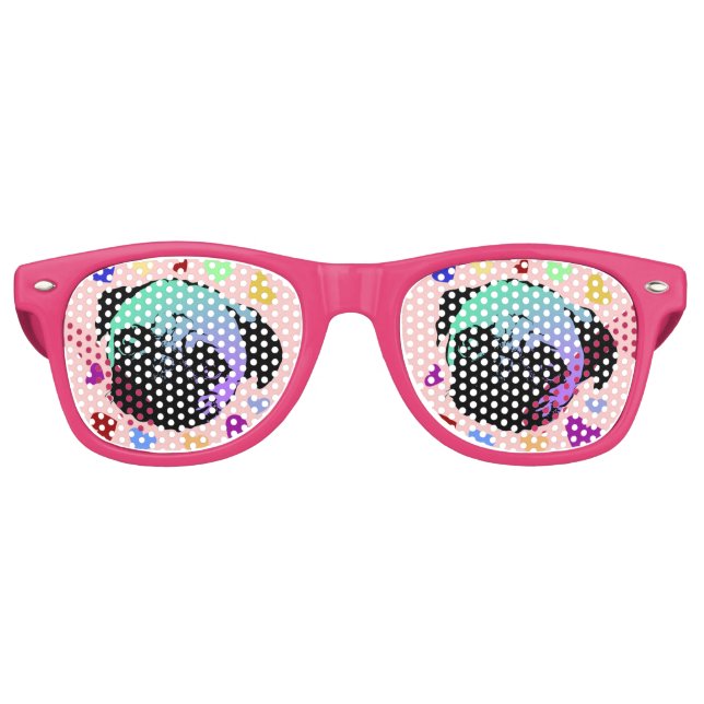 Pug Puppy Dog PopArt Retro Style Sunglasses (Front)