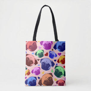 Pug Puppy Dog PopArt Retro Style Tote Bag