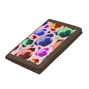 Pug Puppy Dog PopArt Retro Style Trifold Wallet
