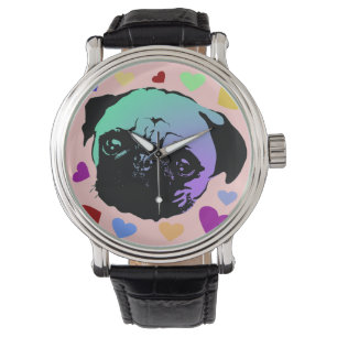 Pug Puppy Dog PopArt Retro Style Watch