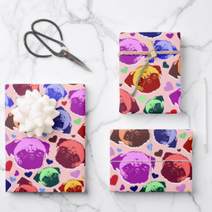 Pug Puppy Dog PopArt Retro Style Wrapping Paper Sheets