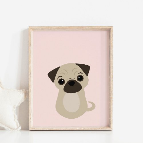 Pug Puppy Dog Poster for Nursery  Kids Room Decor