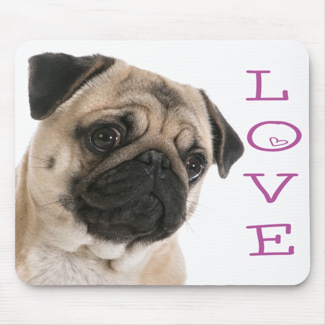 Pug Puppy Dog Purple Heart LoveMousepad Mouse Pad (Front)