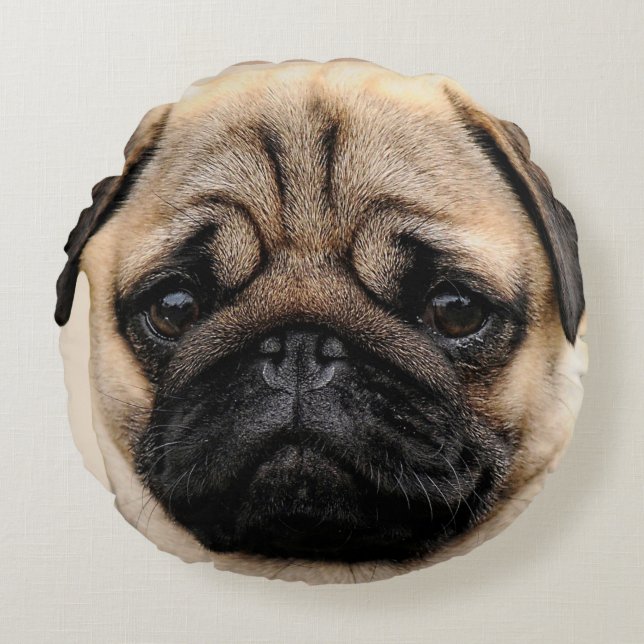 Pug Puppy Dog Round Throw Cushion (Front)