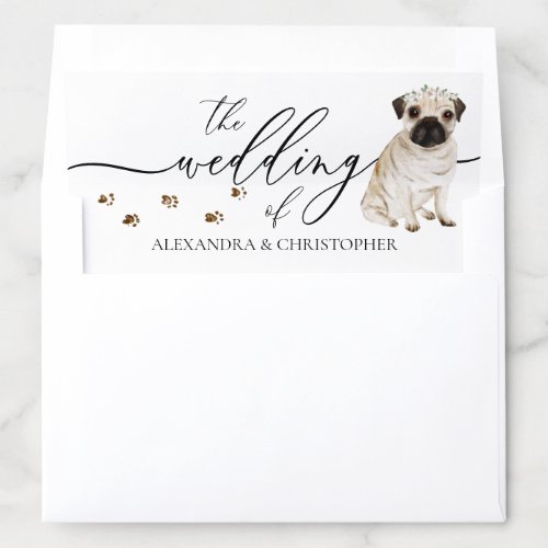 Pug puppy dog Wedding Calligraphy Envelope Liner