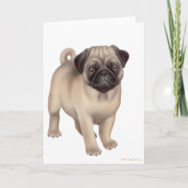 Pug Puppy Greeting Card (Front)