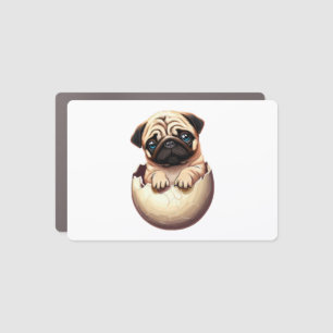 Pug Puppy in Egg - Cute Dog Design Car Magnet