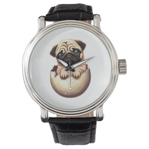Pug Puppy in Egg - Cute Dog Design Watch