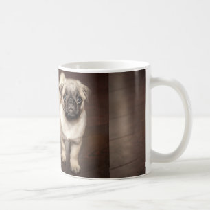 pug-puppy in sepia coffee mug