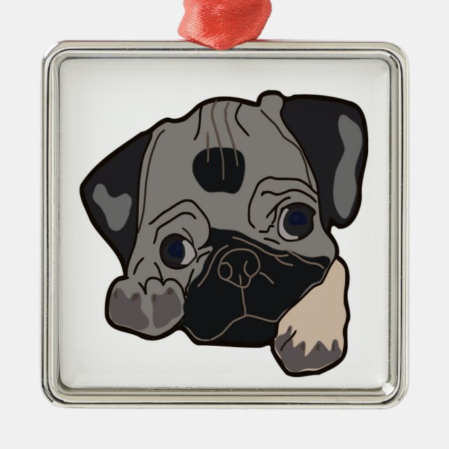 PUG PUPPY METAL ORNAMENT (Front)