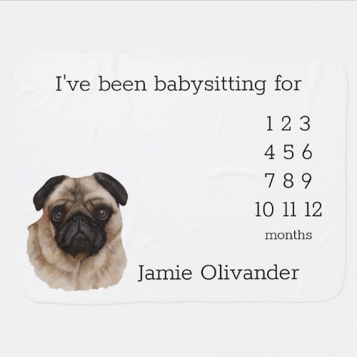 Pug Puppy Milestone Blanket Monthly