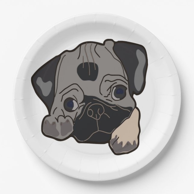 PUG PUPPY PAPER PLATES (Front)