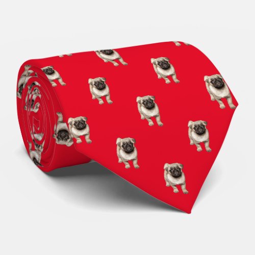 Pug Puppy Pattern Custom Background Color Neck Tie