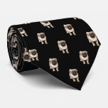 Pug Puppy Pattern On Black Neck Tie at Zazzle
