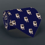 Pug Puppy Pattern on Dark Navy Blue Neck Tie<br><div class="desc">Pug Puppy Pattern on Dark Navy Blue</div>