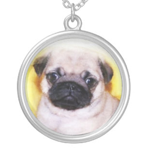 Pug Puppy silver necklace