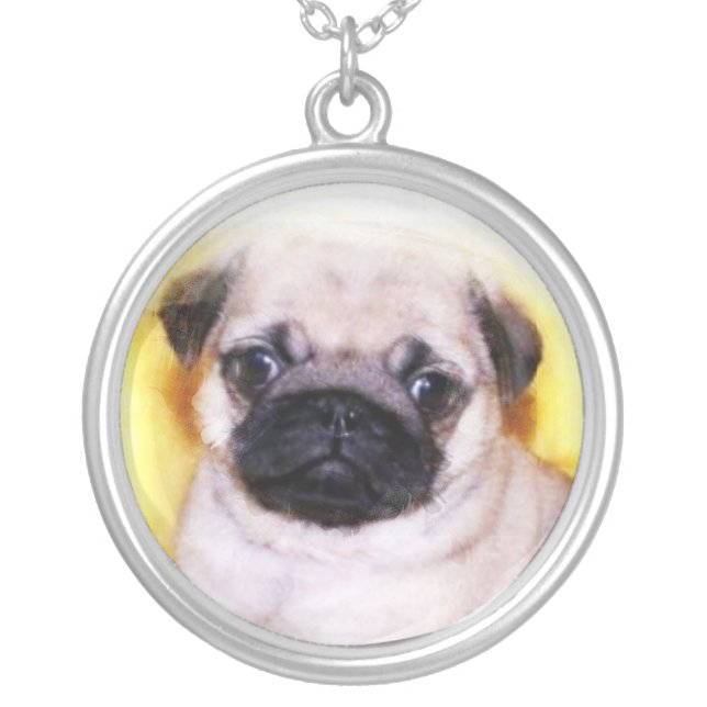 Pug Puppy silver necklace (Front)
