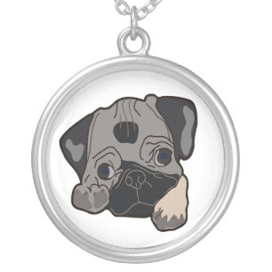 PUG PUPPY SILVER PLATED NECKLACE