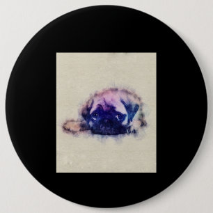 Pug Puppy Sketch Pug Dog Lovers Gift Button