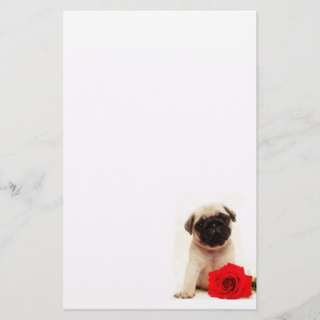 Pug puppy stationary stationery (Front)