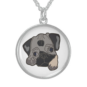 PUG PUPPY STERLING SILVER NECKLACE