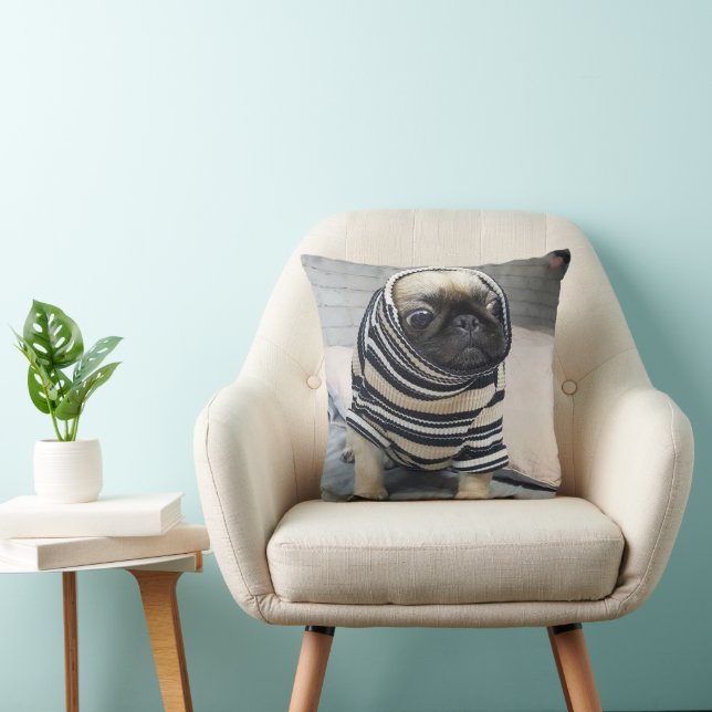 Pug Puppy  Throw Pillow (Chair)