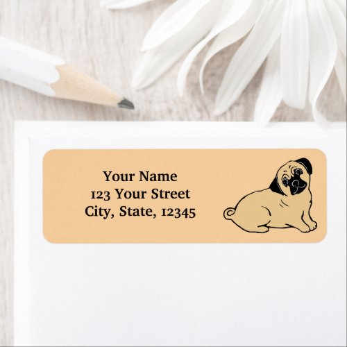 Pug Puppy Warm Beige Return Address Labels