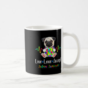 Pug Puzzle Piece Live Love Accept Autism Awareness Coffee Mug