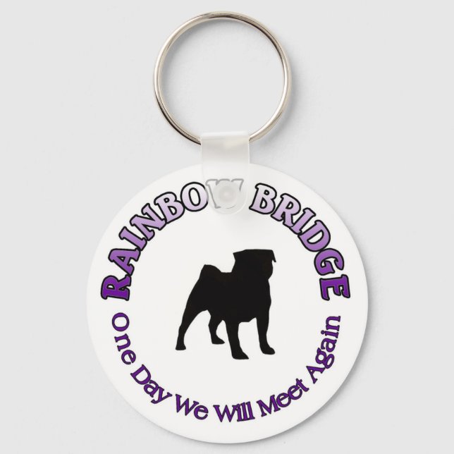 PUG RAINBOW BRIDGE SYMPATHY KEYCHAIN - DOG PET (Front)