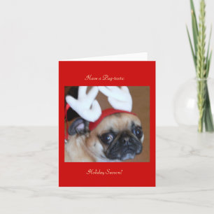 Pug Reindeer Christmas Card
