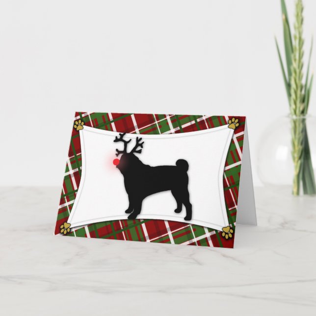 Pug Reindeer Christmas Card (Front)