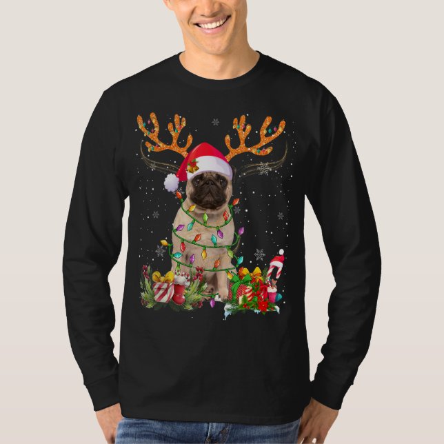 Pug Reindeer Family Matching Christmas Pajamas Dog T-Shirt (Front)