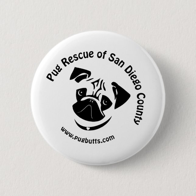 Pug Rescue of San Diego County Logo Button (Front)