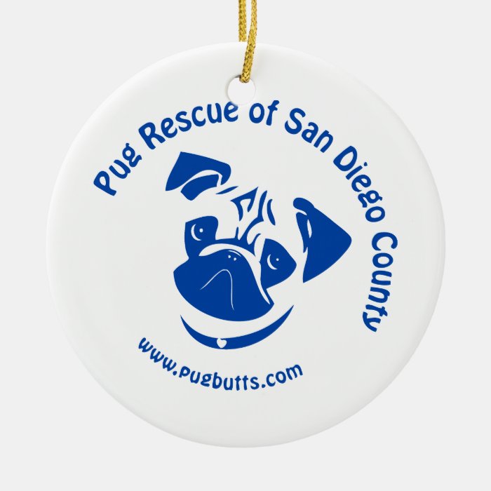 Pug Rescue San Diego County Logo   Blue Ornaments
