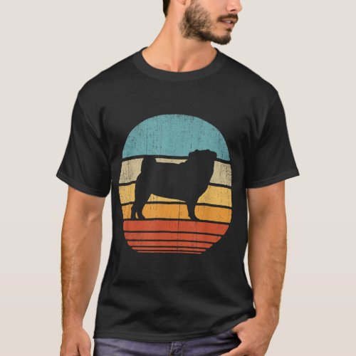 Pug Retro Vintage 60s 70s Sunset Dog Lovers Men Wo T_Shirt
