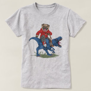 Pug Riding A Dinosaur T-Shirt